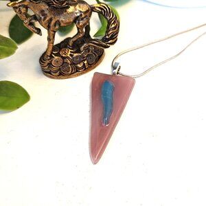 90s style purple and blue abstract pendant necklace, Unique handmade jewelry